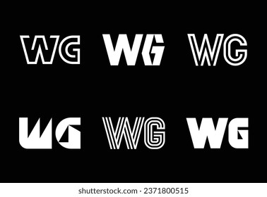 Conjunto de logotipos WG de letras. Resumen de colección de logotipos con letras. Logotipos geométricos abstractos