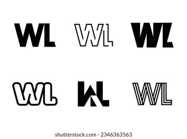 Conjunto de logotipos WL de letras. Resumen de colección de logotipos con letras. Logotipos geométricos abstractos