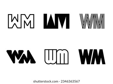 Set of letter WM logos. Abstract logos collection with letters. Geometrical abstract logos