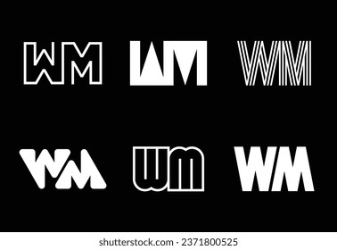 Conjunto de logotipos WM de letras. Resumen de colección de logotipos con letras. Logotipos geométricos abstractos