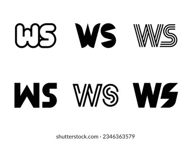 Set of letter WS logos. Abstract logos collection with letters. Geometrical abstract logos