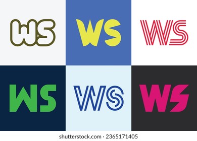 Set of letter WS logos. Abstract logos collection with letters. Geometrical abstract logos