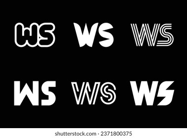 Conjunto de logotipos WS de letras. Resumen de colección de logotipos con letras. Logotipos geométricos abstractos