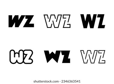 Conjunto de logotipos WZ de letras. Resumen de colección de logotipos con letras. Logotipos geométricos abstractos