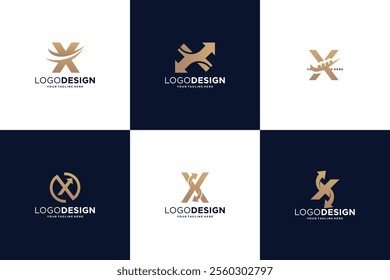 Set Of Letter X financial logo design