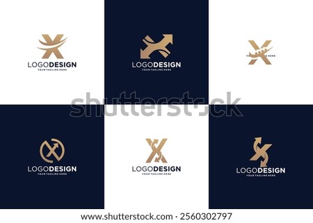 Set Of Letter X financial logo design
