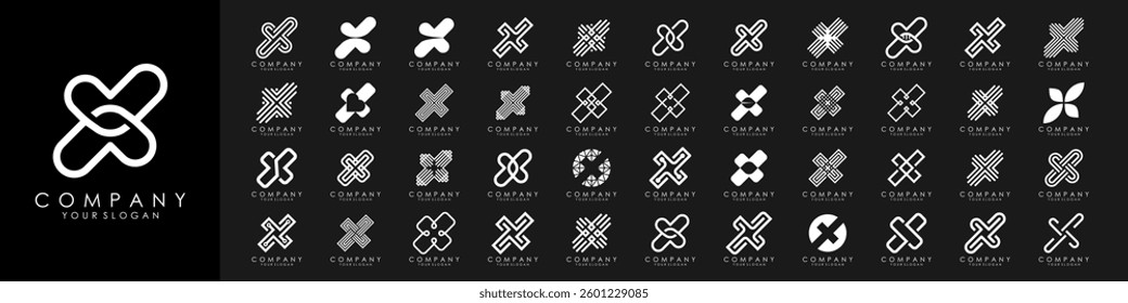 Set of letter X logo design vector. Modern futuristic abstract icon design collection