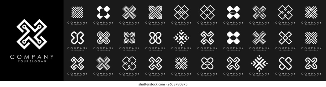 Set of letter X logo design vector. Modern futuristic abstract icon design collection