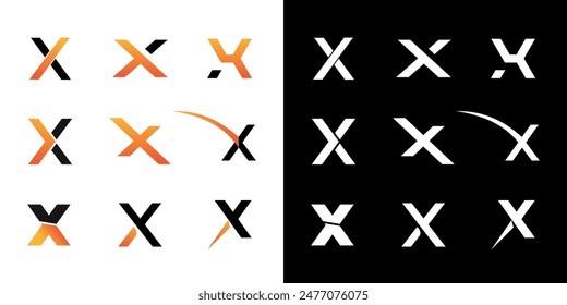 Set of letter X logo vector. Modern creative inspiration letter X logo collection