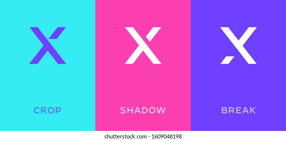 Set of letter X minimal logo icon design template elements