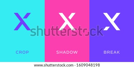 Set of letter X minimal logo icon design template elements
