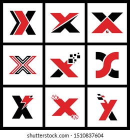 set of letter X simple logo icon design vector