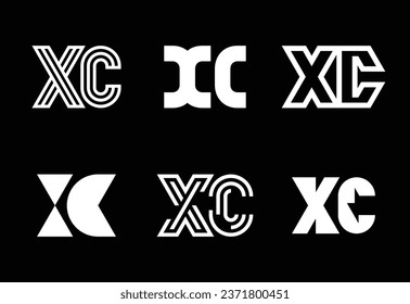 Set of letter XC logos. Abstract logos collection with letters. Geometrical abstract logos