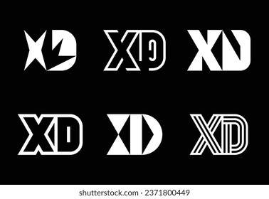 Conjunto de logotipos XD de letras. Resumen de colección de logotipos con letras. Logotipos geométricos abstractos