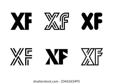 Set of letter XF logos. Abstract logos collection with letters. Geometrical abstract logos