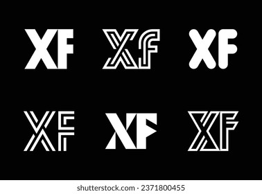 Set of letter XF logos. Abstract logos collection with letters. Geometrical abstract logos
