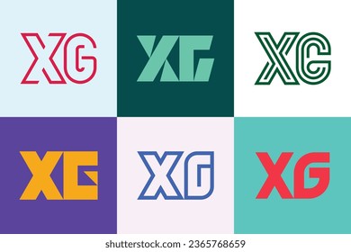 Set von Buchstaben XG Logos. Abstrakte Logos-Kollektion mit Buchstaben. Abstrakte geometrische Logos
