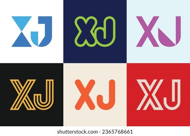 Set von Buchstaben XJ Logos. Abstrakte Logos-Kollektion mit Buchstaben. Abstrakte geometrische Logos