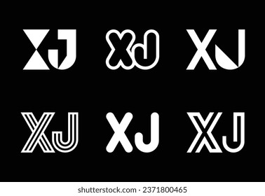 Set of letter XJ logos. Abstract logos collection with letters. Geometrical abstract logos