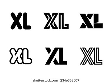 Set of letter XL logos. Abstract logos collection with letters. Geometrical abstract logos