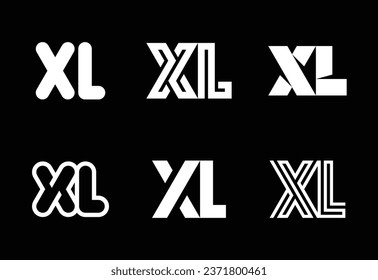 Set of letter XL logos. Abstract logos collection with letters. Geometrical abstract logos