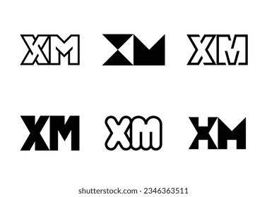Set of letter XM logos. Abstract logos collection with letters. Geometrical abstract logos