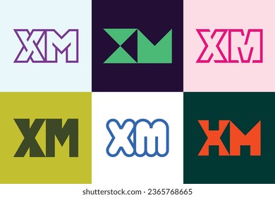 Set of letter XM logos. Abstract logos collection with letters. Geometrical abstract logos