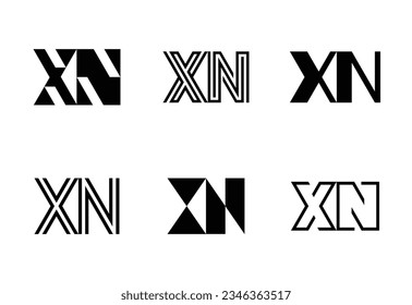 Set of letter XN logos. Abstract logos collection with letters. Geometrical abstract logos