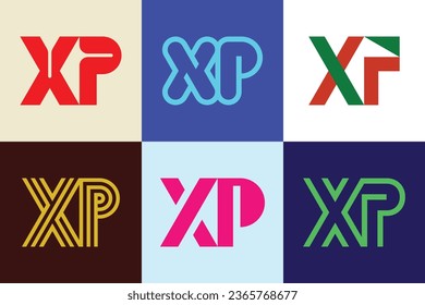 Set of letter XP logos. Abstract logos collection with letters. Geometrical abstract logos