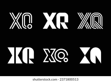 Set of letter XQ logos. Abstract logos collection with letters. Geometrical abstract logos
