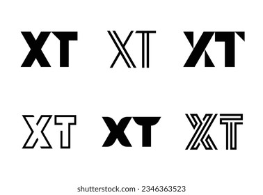 Set of letter XT logos. Abstract logos collection with letters. Geometrical abstract logos