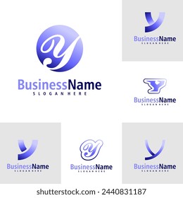 Set of Letter Y logo design vector. Creative Initial Y logo concepts template