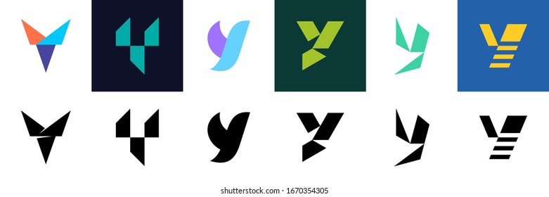Set of letter Y logo. Icon design. Template elements - Collection of vector sign