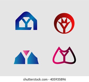 Set of letter Y logo icons design template elements. Collection of vector signs.
