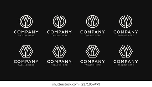 Set of letter Y monogram logo design bundle. The logo can be used for any company business.