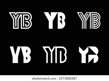 Set of letter YB logos. Abstract logos collection with letters. Geometrical abstract logos