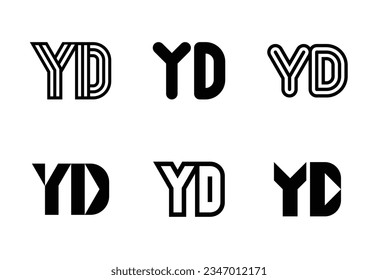 Conjunto de logotipos YD de letras. Resumen de colección de logotipos con letras. Logotipos geométricos abstractos