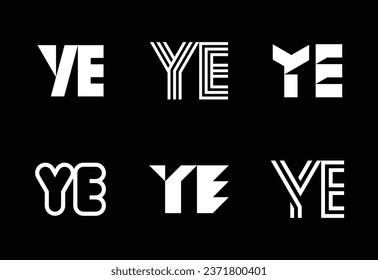 Set von Buchstaben YE-Logos. Abstrakte Logos-Kollektion mit Buchstaben. Abstrakte geometrische Logos