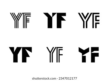 Set of letter YF logos. Abstract logos collection with letters. Geometrical abstract logos