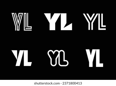 Set of letter YL logos. Abstract logos collection with letters. Geometrical abstract logos