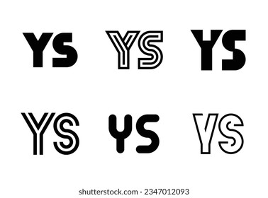 Conjunto de logotipos YS de letras. Resumen de colección de logotipos con letras. Logotipos geométricos abstractos