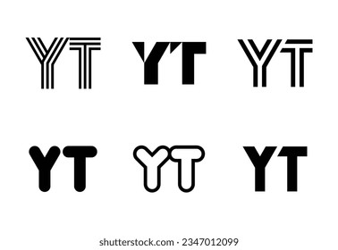 Set of letter YT logos. Abstract logos collection with letters. Geometrical abstract logos