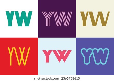 Conjunto de logotipos YW de letras. Resumen de colección de logotipos con letras. Logotipos geométricos abstractos