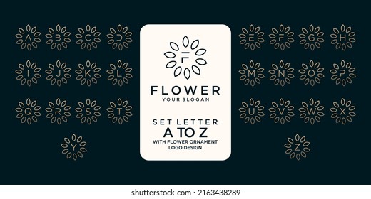 Set Letter A To Z With Flower Ornament Logo Design Reference