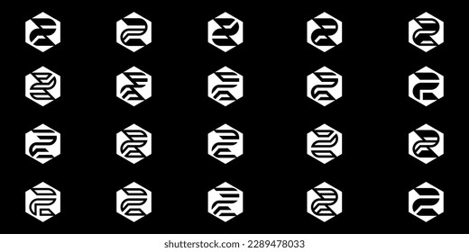 set of letter z and number 2 logo design