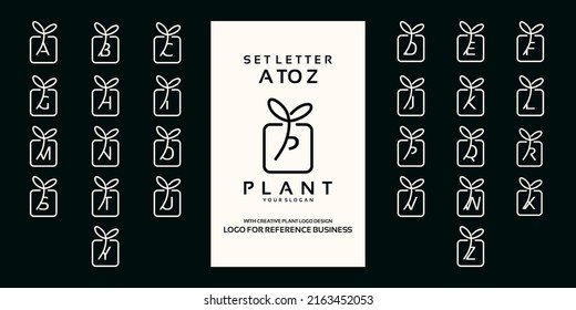 Set of letter a to z with plant ornament logo design