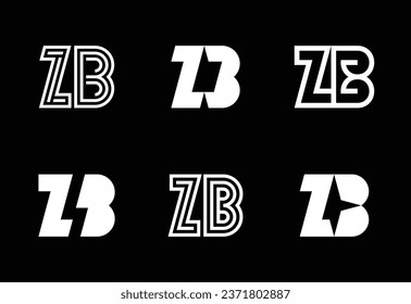 Set of letter ZB logos. Abstract logos collection with letters. Geometrical abstract logos