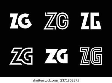Conjunto de logotipos ZG de letras. Resumen de colección de logotipos con letras. Logotipos geométricos abstractos