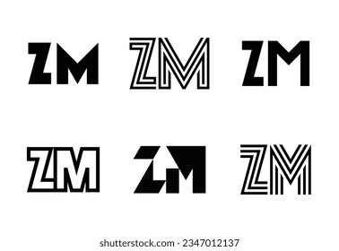 Set of letter ZM logos. Abstract logos collection with letters. Geometrical abstract logos