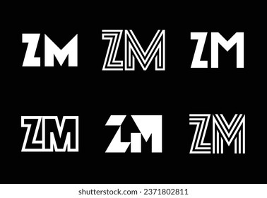 Conjunto de logotipos ZM de letras. Resumen de colección de logotipos con letras. Logotipos geométricos abstractos